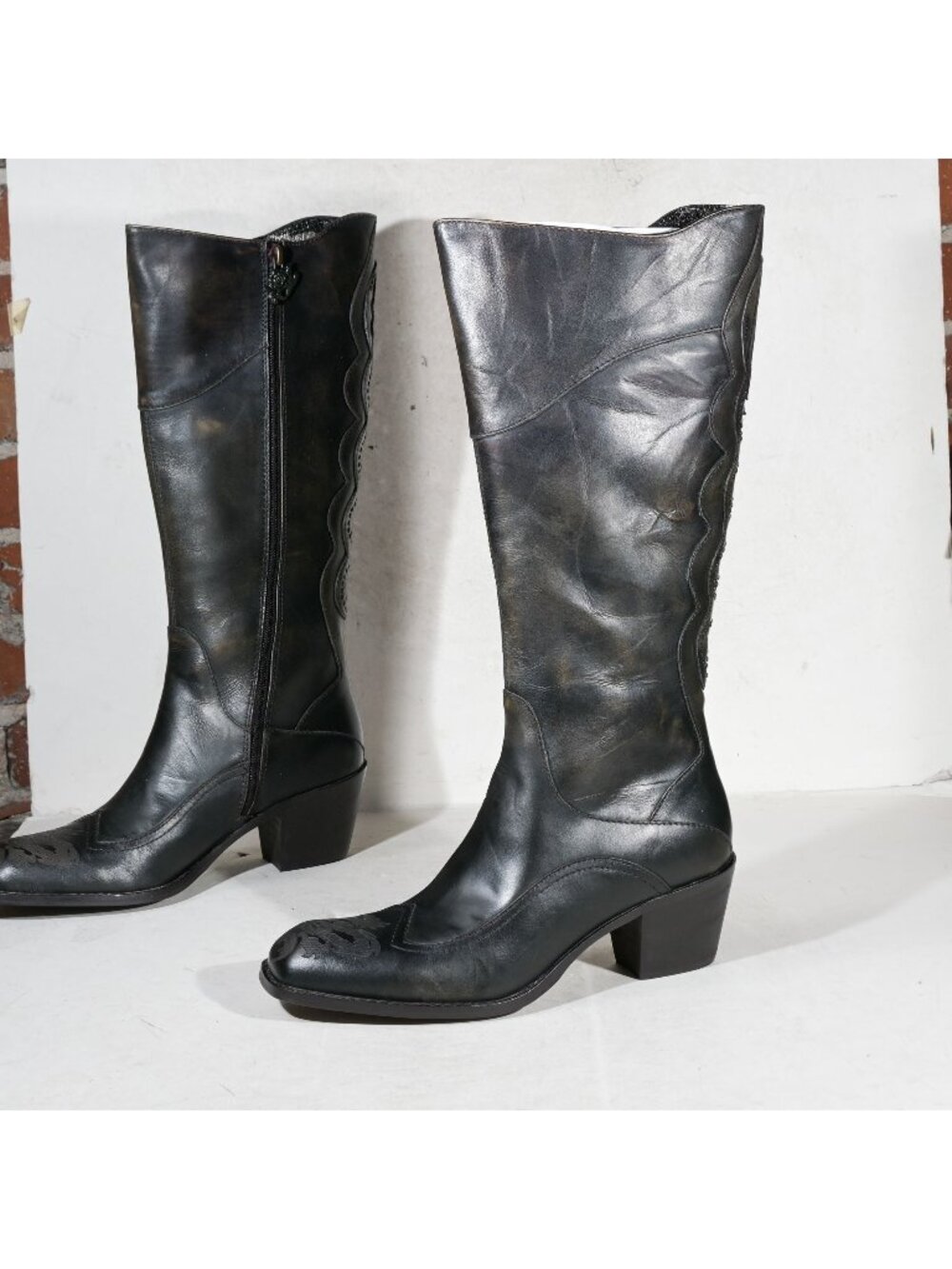 Siren by Mark Nason Becca 69158 Tall Leather Boots Dusk Color Rivets Deadstock W